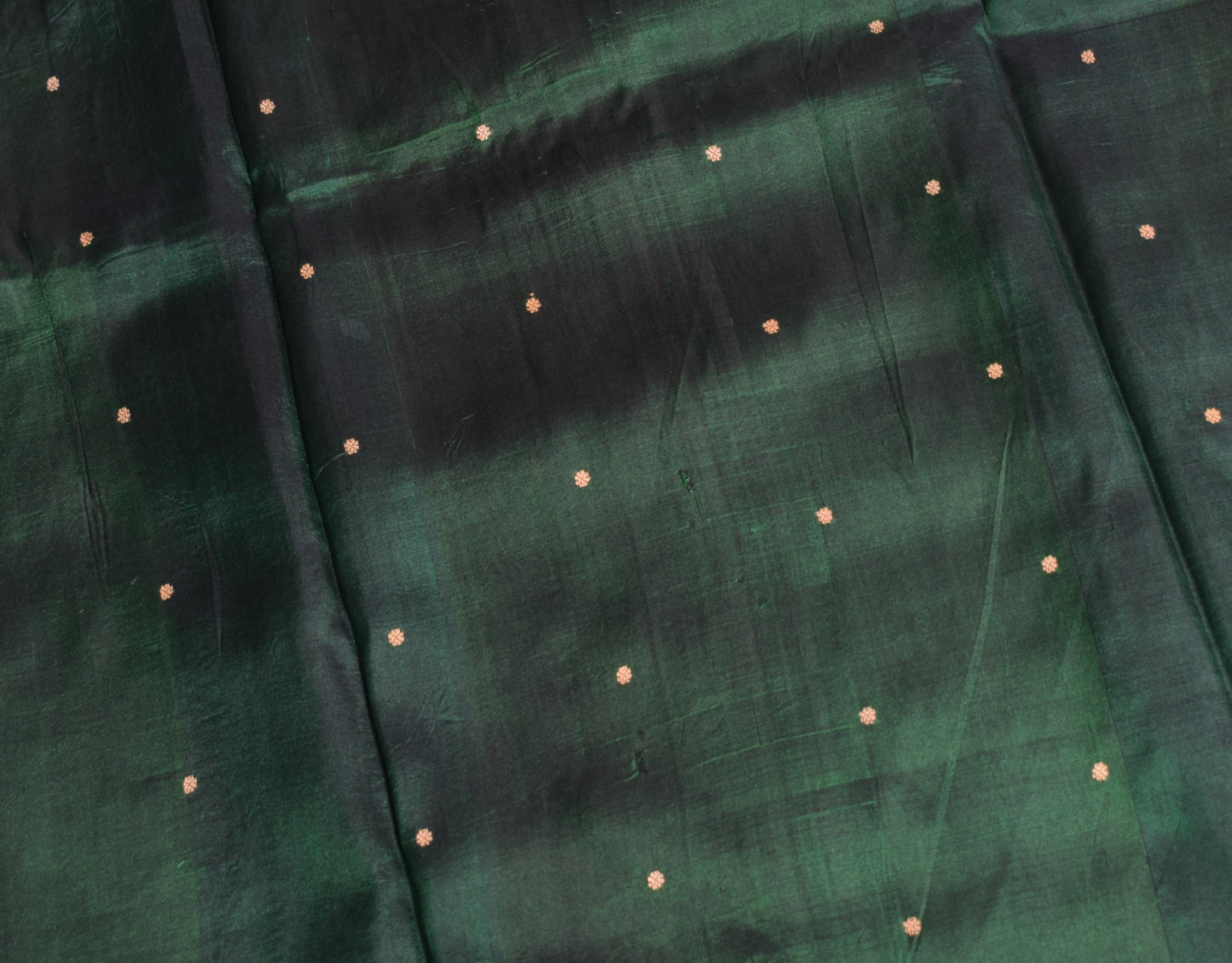 Sushila Vintage Green Pure Silk Scrap Saree Woven Maroon Border 5 YD Sari Fabric