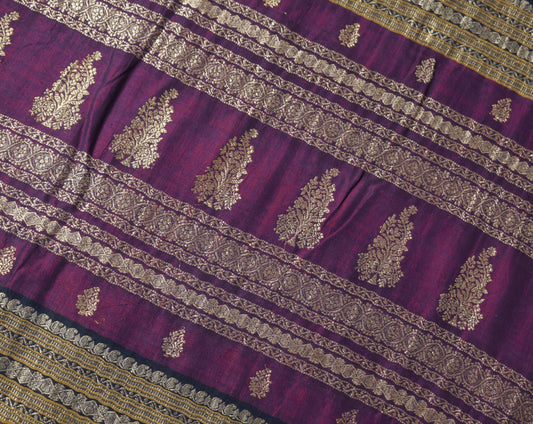 Sushila Vintage Handwoven Scrap Saree Narayanpet Cotton Sari Checks Woven Fabric