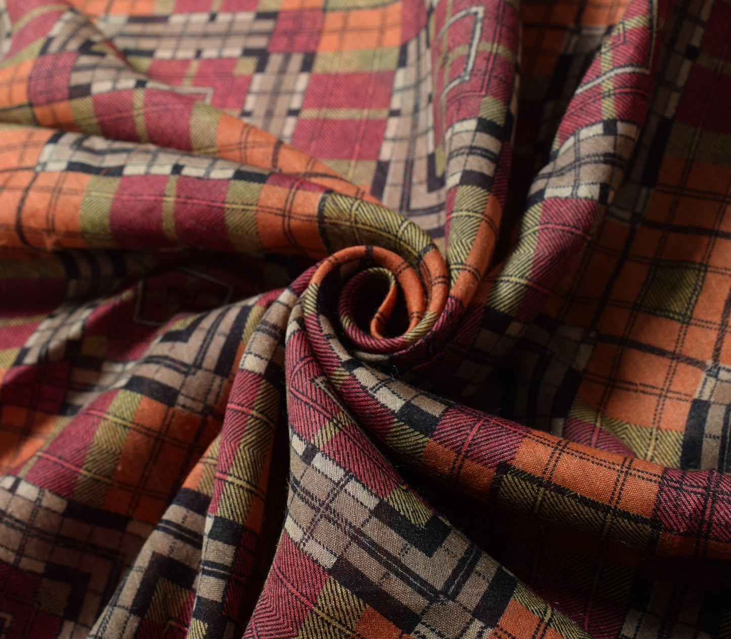 Sushila Vintage Pure Cotton Silk Scrap Saree Geometrical Printed Sari Fabric