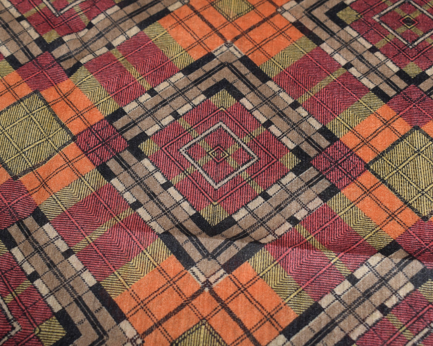 Sushila Vintage Pure Cotton Silk Scrap Saree Geometrical Printed Sari Fabric