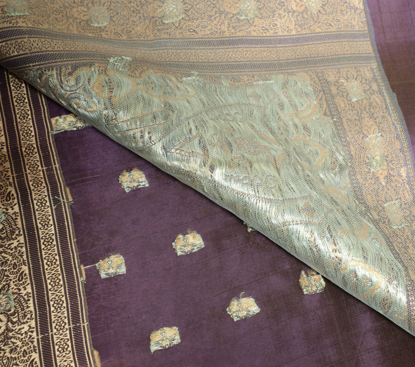 Sushila Vintage Banarasi Brocade Scrap Saree Pure Satin Silk Mustard Sari Fabric