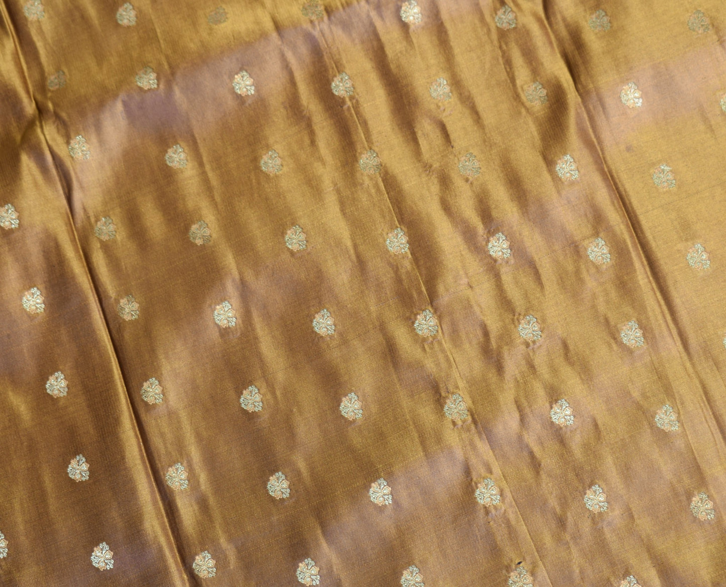 Sushila Vintage Banarasi Brocade Scrap Saree Pure Satin Silk Mustard Sari Fabric