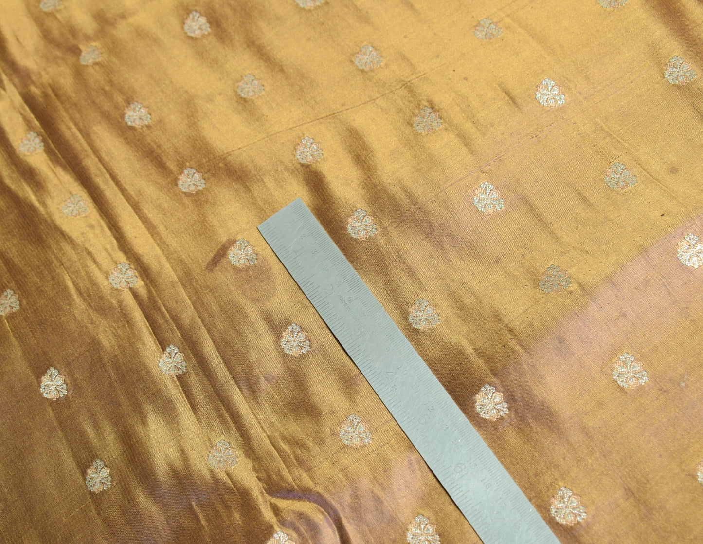 Sushila Vintage Banarasi Brocade Scrap Saree Pure Satin Silk Mustard Sari Fabric