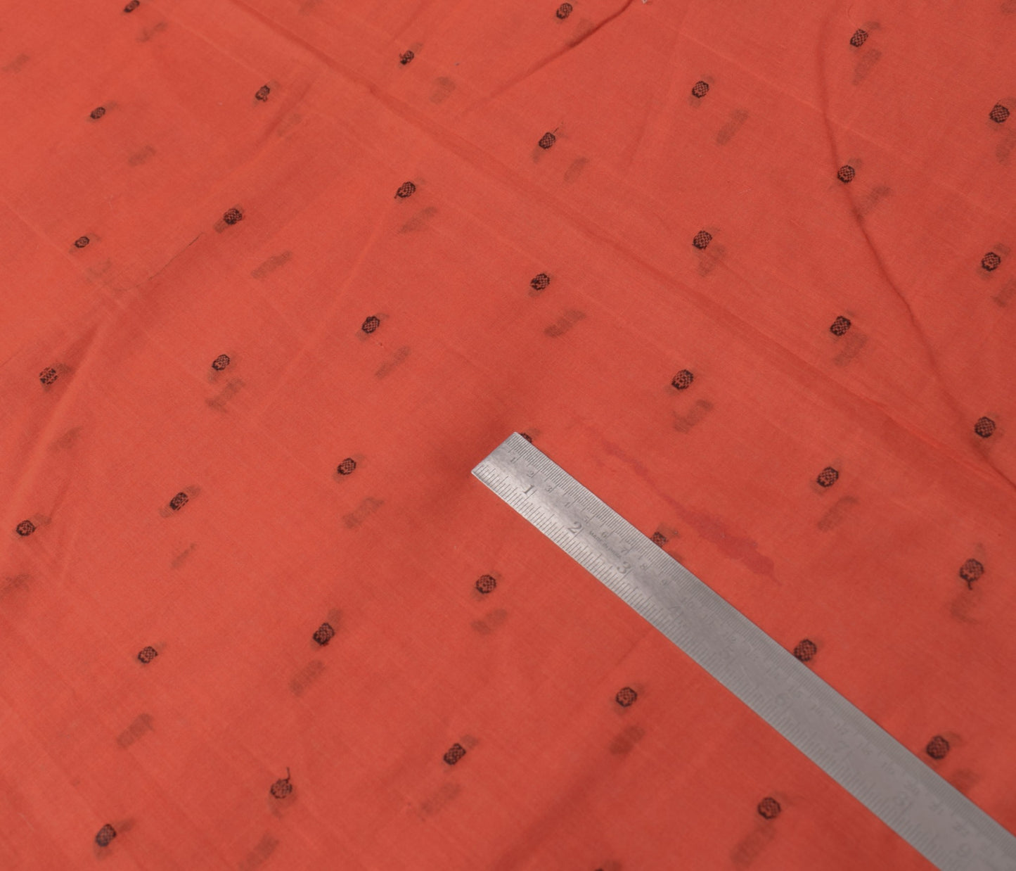 Sushila Vintage Hand Woven Scrap Saree Pure Cotton Orange 5 Yd Sari Craft Fabric