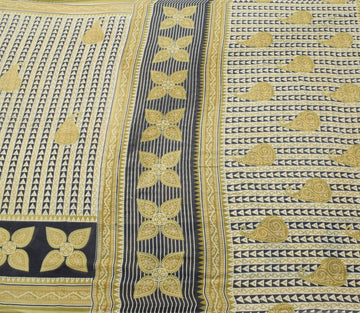 Sushila Vintage White Scrap Saree 100%Pure Cotton Printed Soft Sari Craft Fabric