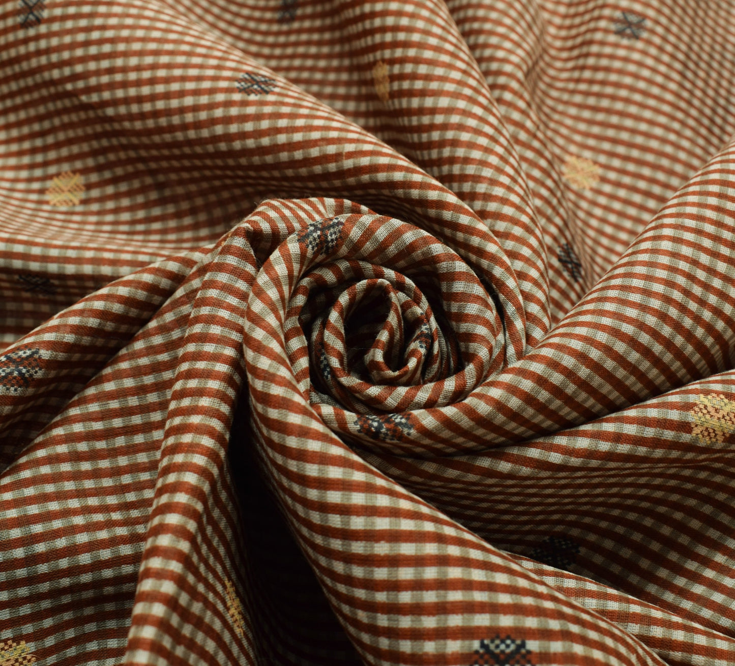 Sushila Vintage Brown Scrap Saree 100% Pure Cotton Printed Floral Sari Fabric