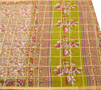 Sushila Vintage Brown Scrap Saree 100% Pure Cotton Kalamkari Printed Sari Fabric