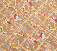 Sushila Vintage Brown Scrap Saree 100% Pure Cotton Kalamkari Printed Sari Fabric