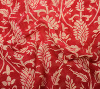Sushila Vintage Red Scrap Saree 100% Pure Cotton Printed Floral Soft Sari Fabric