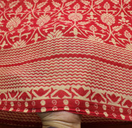 Sushila Vintage Red Scrap Saree 100% Pure Cotton Printed Floral Soft Sari Fabric