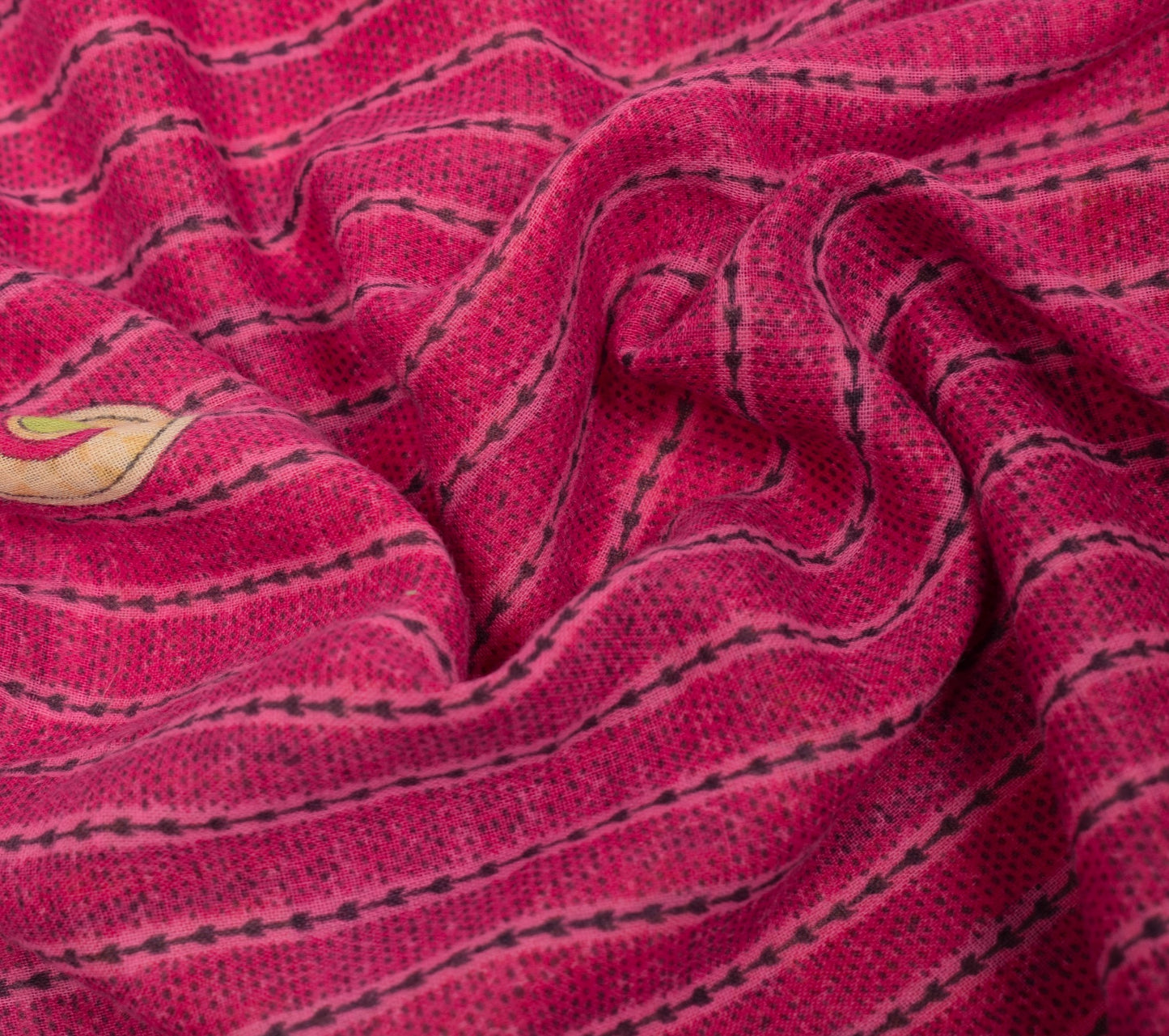 Sushila Vintage Hot Pink Scrap Saree 100%Pure Cotton Printed Soft Sari Fabric