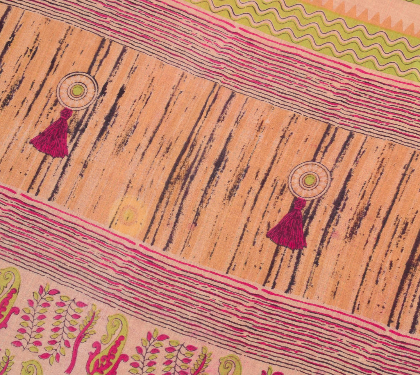 Sushila Vintage Hot Pink Scrap Saree 100%Pure Cotton Printed Soft Sari Fabric