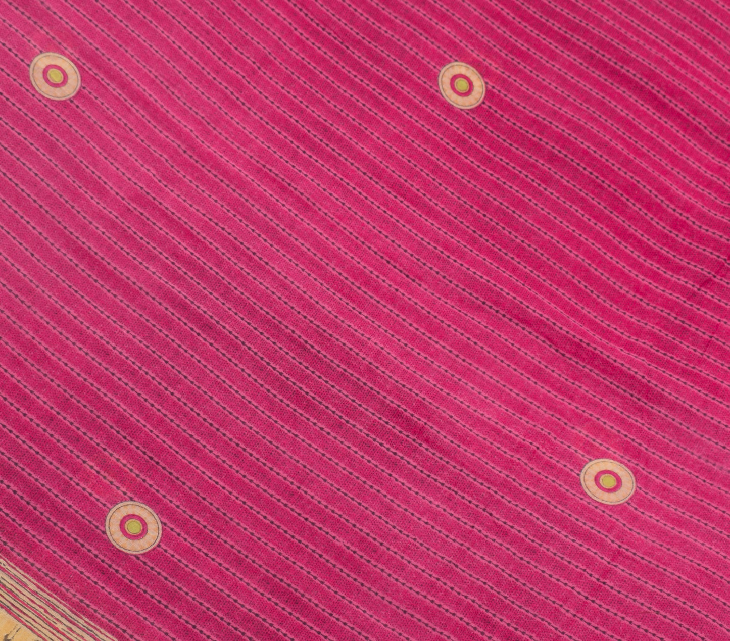 Sushila Vintage Hot Pink Scrap Saree 100%Pure Cotton Printed Soft Sari Fabric