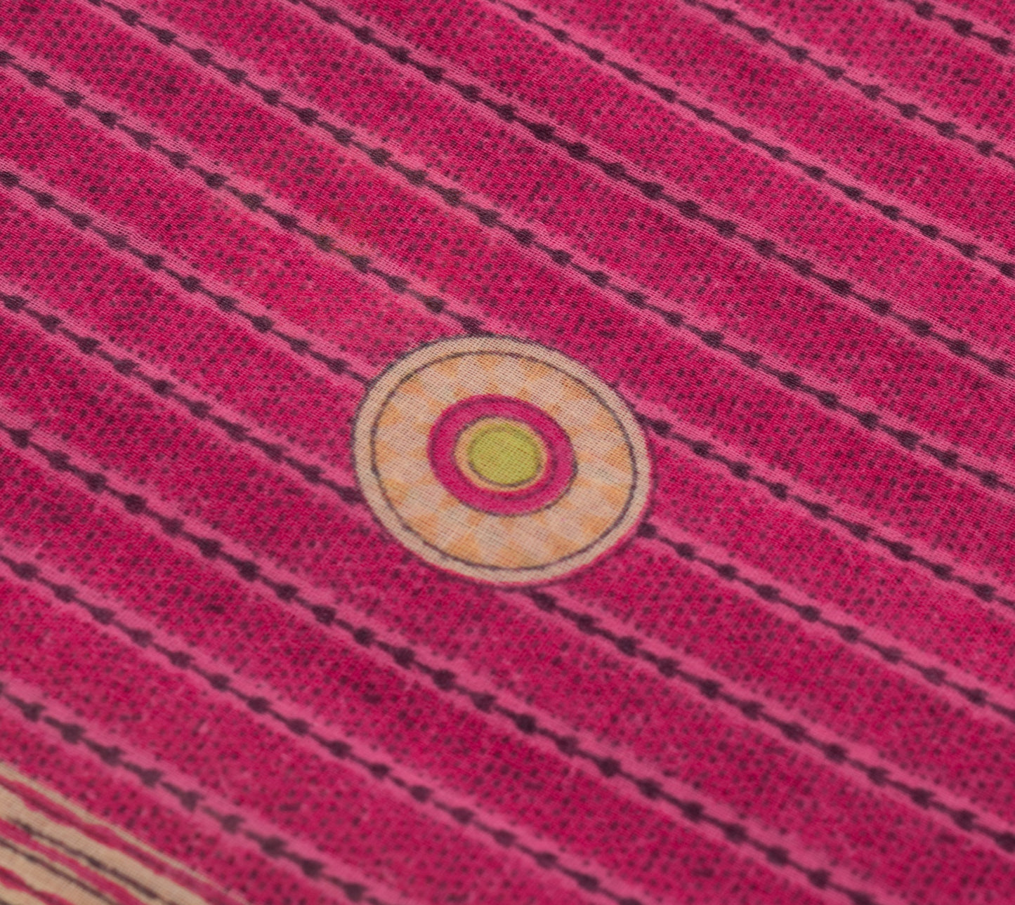 Sushila Vintage Hot Pink Scrap Saree 100%Pure Cotton Printed Soft Sari Fabric
