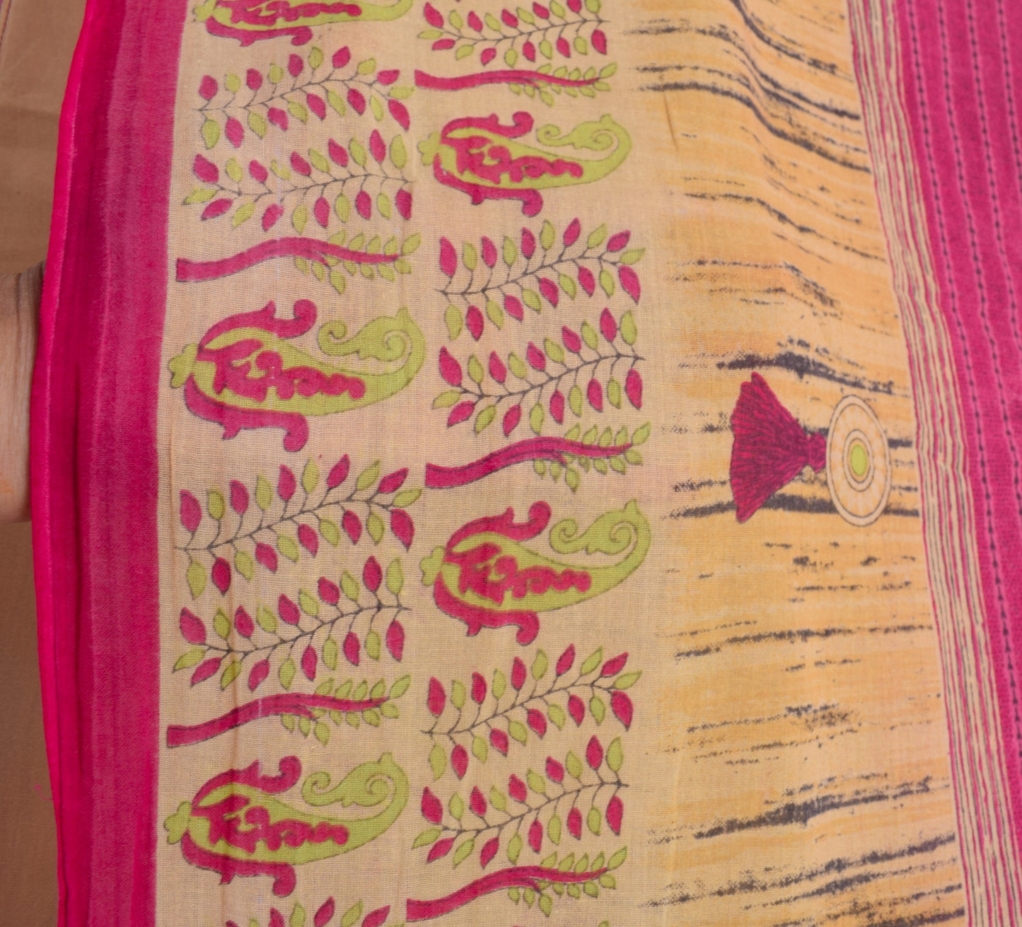 Sushila Vintage Hot Pink Scrap Saree 100%Pure Cotton Printed Soft Sari Fabric