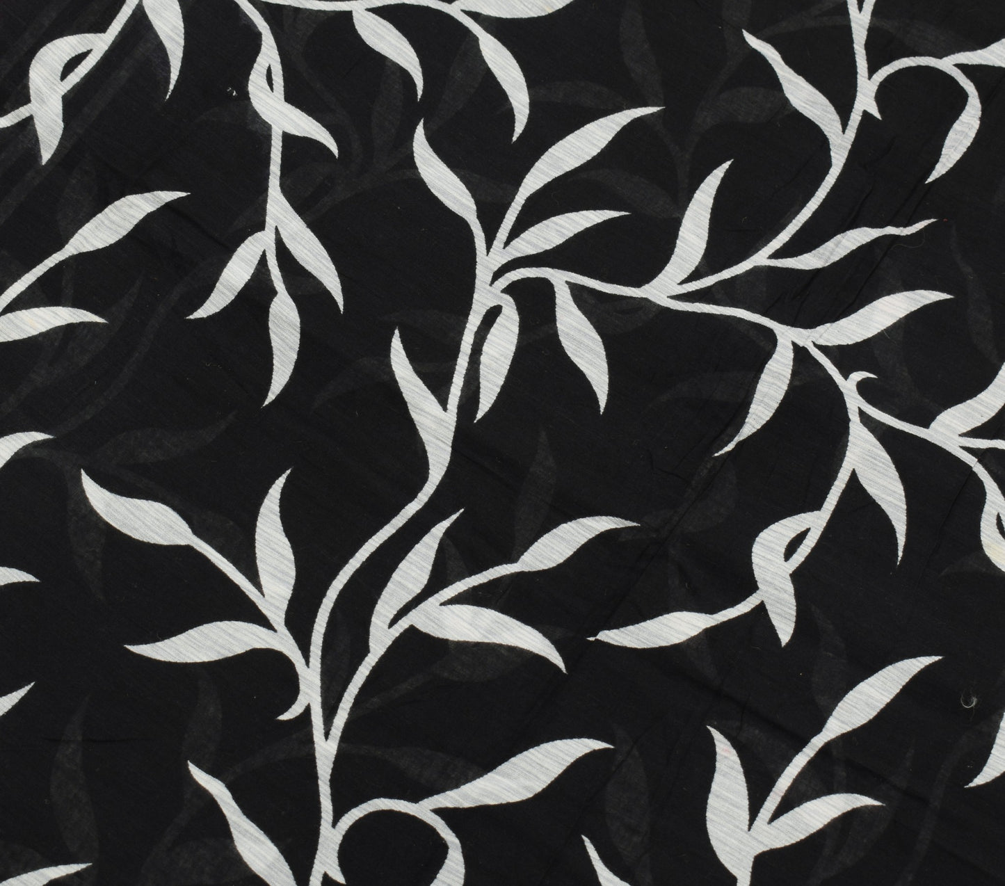 Sushila Vintage Floral Scrap Saree Soft Pure Cotton Printed Black Sari Fabric