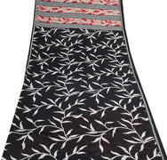 Sushila Vintage Floral Scrap Saree Soft Pure Cotton Printed Black Sari Fabric