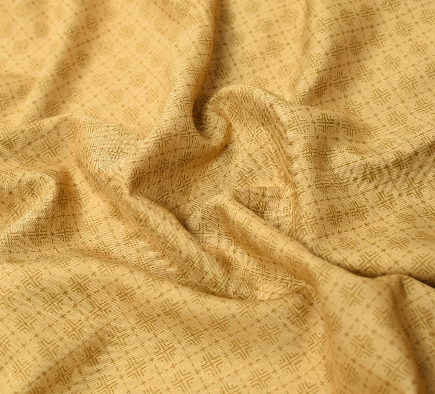 Sushila Vintage Brown Scrap Saree Art Silk Human Printed Soft Sari Craft Fabric