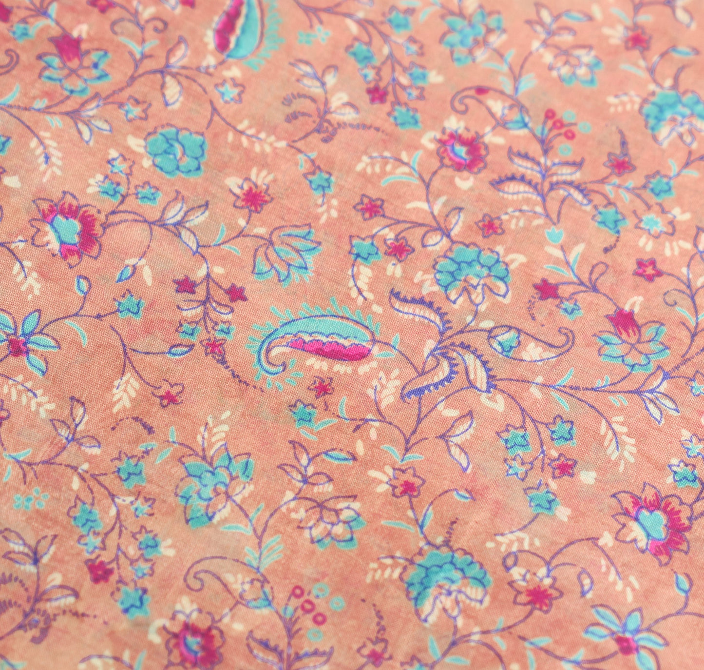 Sushila Vintage Brown Scrap Saree Pure Silk Print Floral Soft Sari Craft Fabric