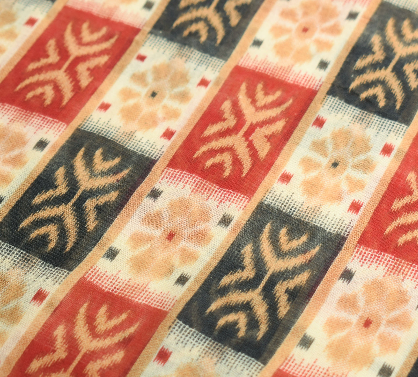 Sushila Vintage Scrap Saree Pure Cotton Check Printed Woven Border Sari Fabric
