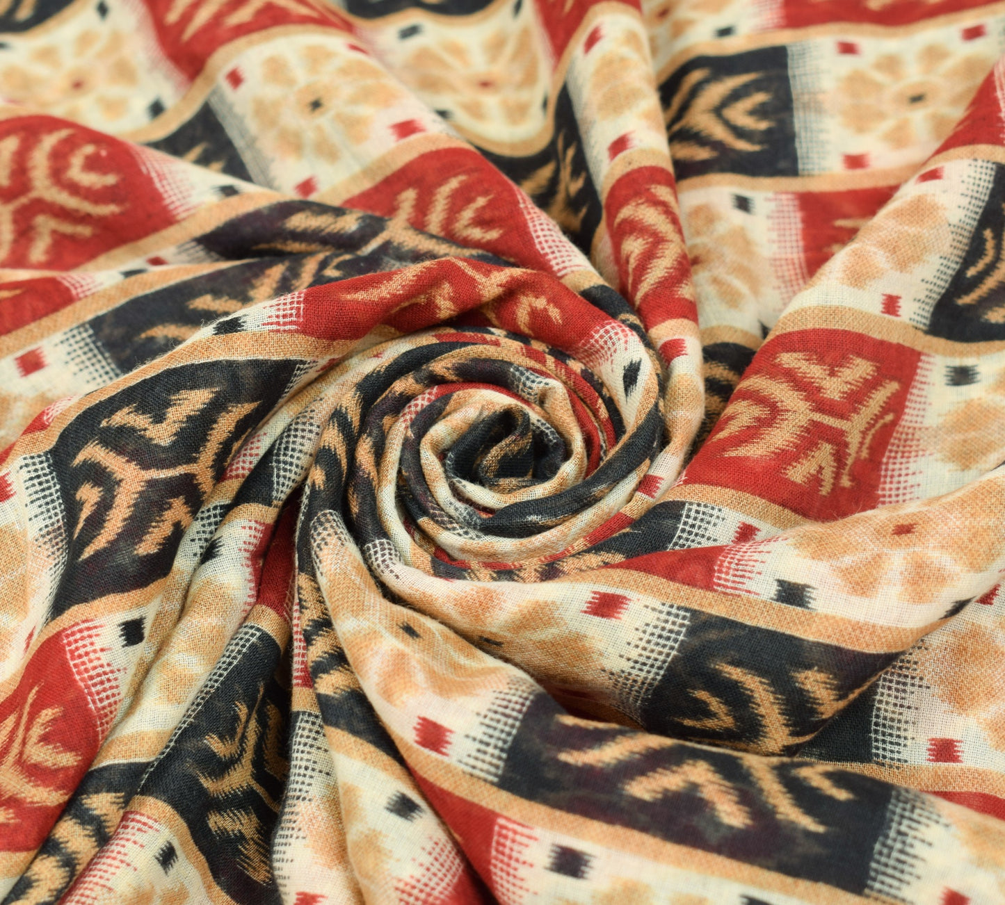 Sushila Vintage Scrap Saree Pure Cotton Check Printed Woven Border Sari Fabric