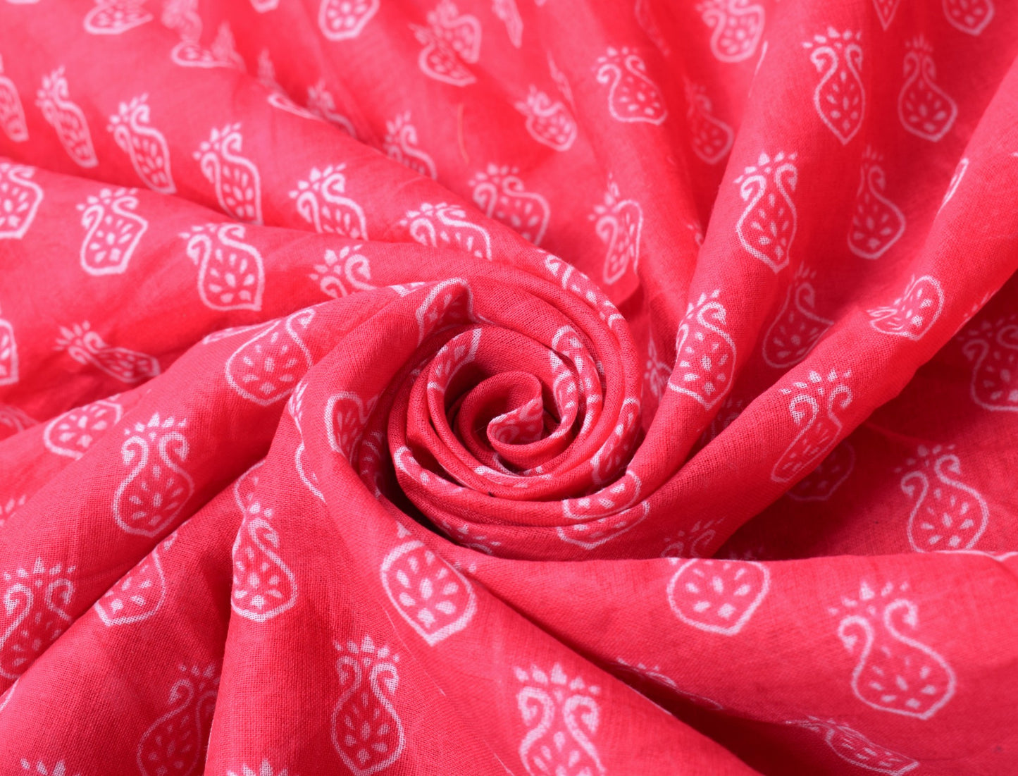 Sushila Vintage Crimson Scrap Saree 100% Pure Cotton Printed Sari Craft Fabric