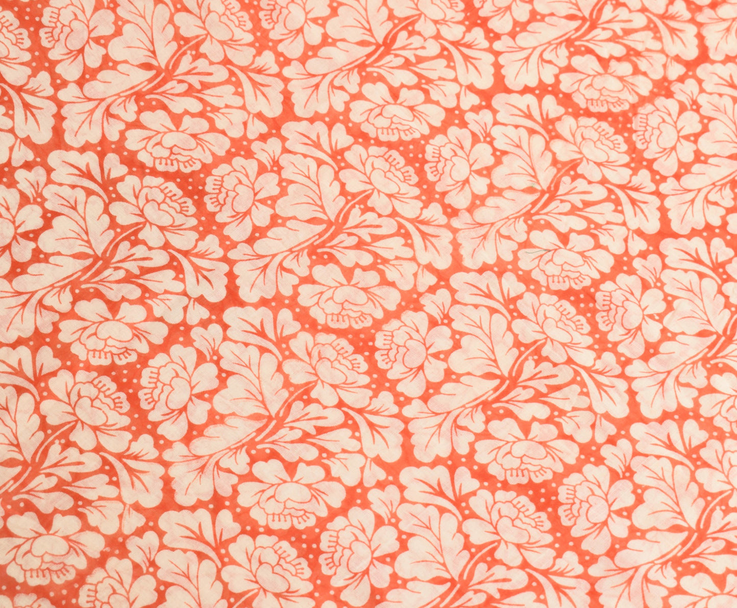 Sushila Vintage Scrap Saree Orange Floral Pure Cotton Printed Sari Craft Fabric