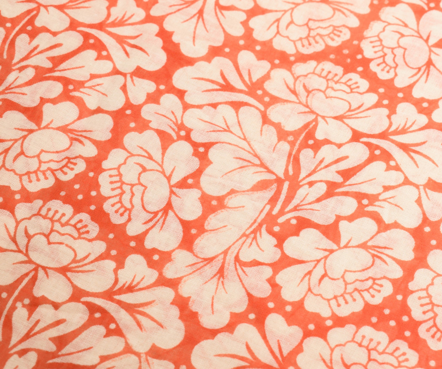 Sushila Vintage Scrap Saree Orange Floral Pure Cotton Printed Sari Craft Fabric