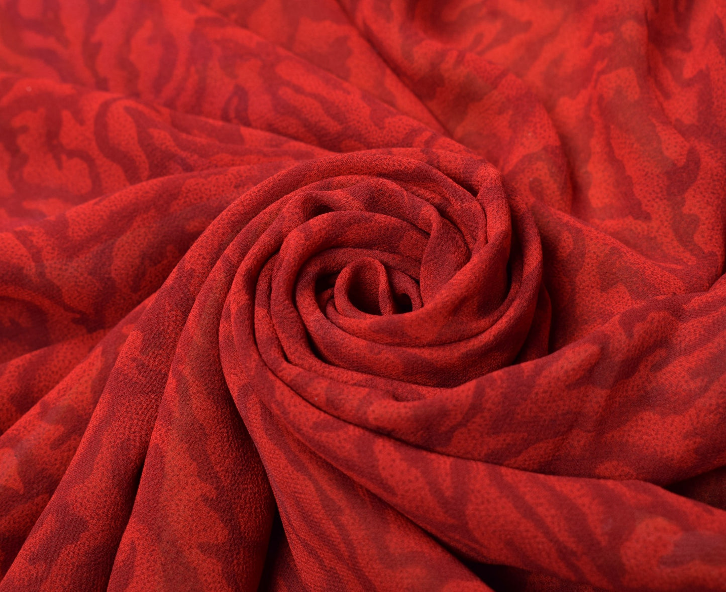 Sushila Vintage Red Floral Scrap Saree Pure Georgette Print Remnant Sari Fabric