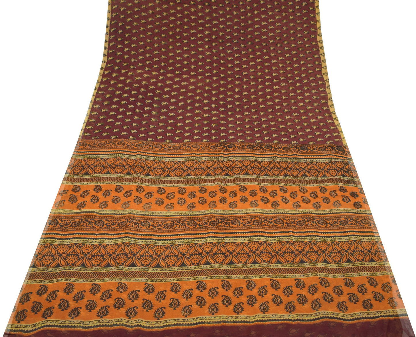 Sushila Vintage Scrap Saree 100%Pure Georgette Printed Paisley Sari Craft Fabric