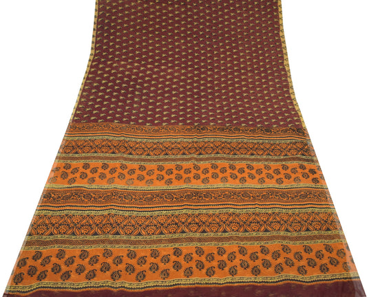 Sushila Vintage Scrap Saree 100%Pure Georgette Printed Paisley Sari Craft Fabric