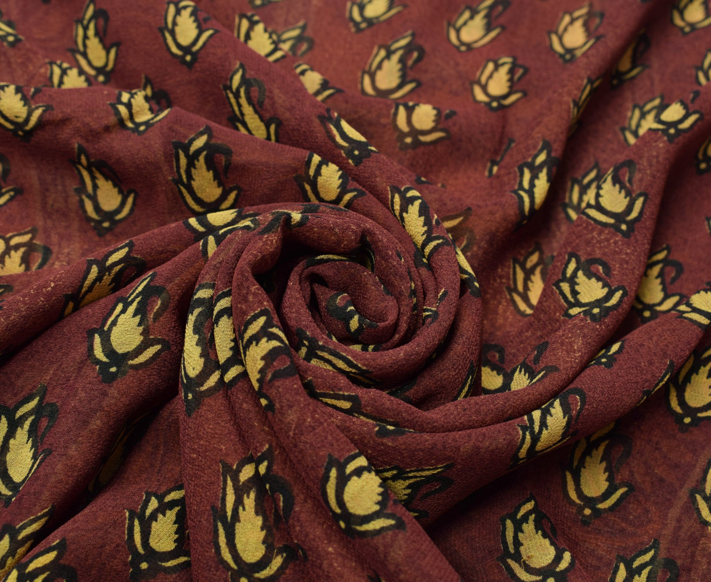 Sushila Vintage Scrap Saree 100%Pure Georgette Printed Paisley Sari Craft Fabric