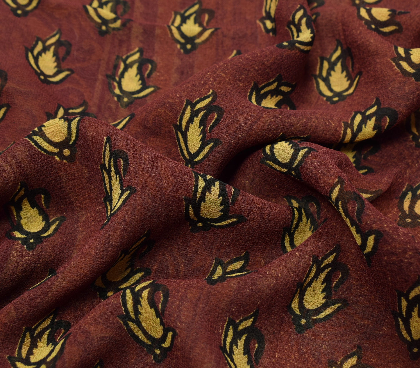 Sushila Vintage Scrap Saree 100%Pure Georgette Printed Paisley Sari Craft Fabric