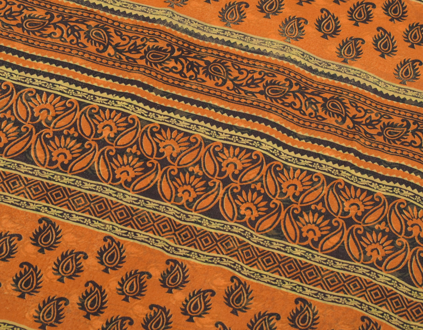 Sushila Vintage Scrap Saree 100%Pure Georgette Printed Paisley Sari Craft Fabric