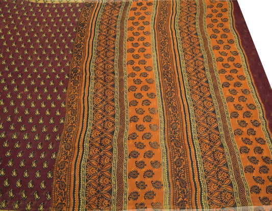 Sushila Vintage Scrap Saree 100%Pure Georgette Printed Paisley Sari Craft Fabric