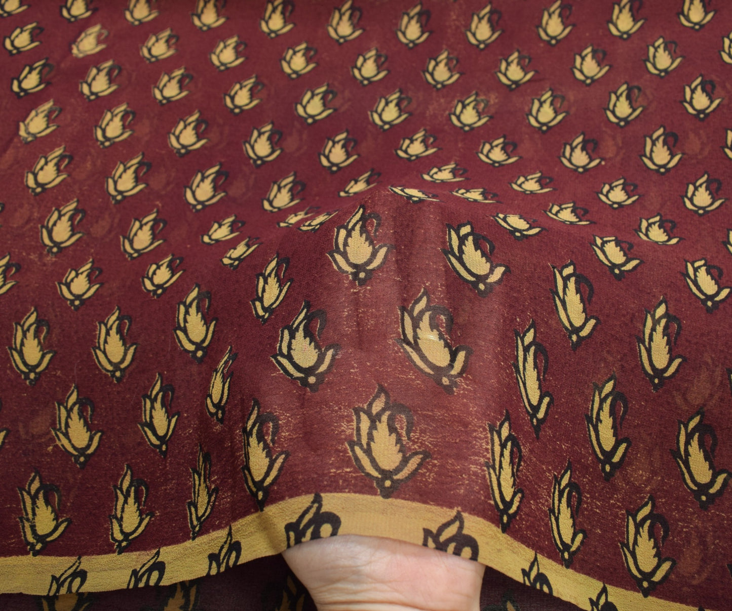 Sushila Vintage Scrap Saree 100%Pure Georgette Printed Paisley Sari Craft Fabric