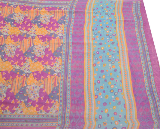 Sushila Vintage Multi-Color Scrap Saree Pure Georgette Printed Sari Craft Fabric