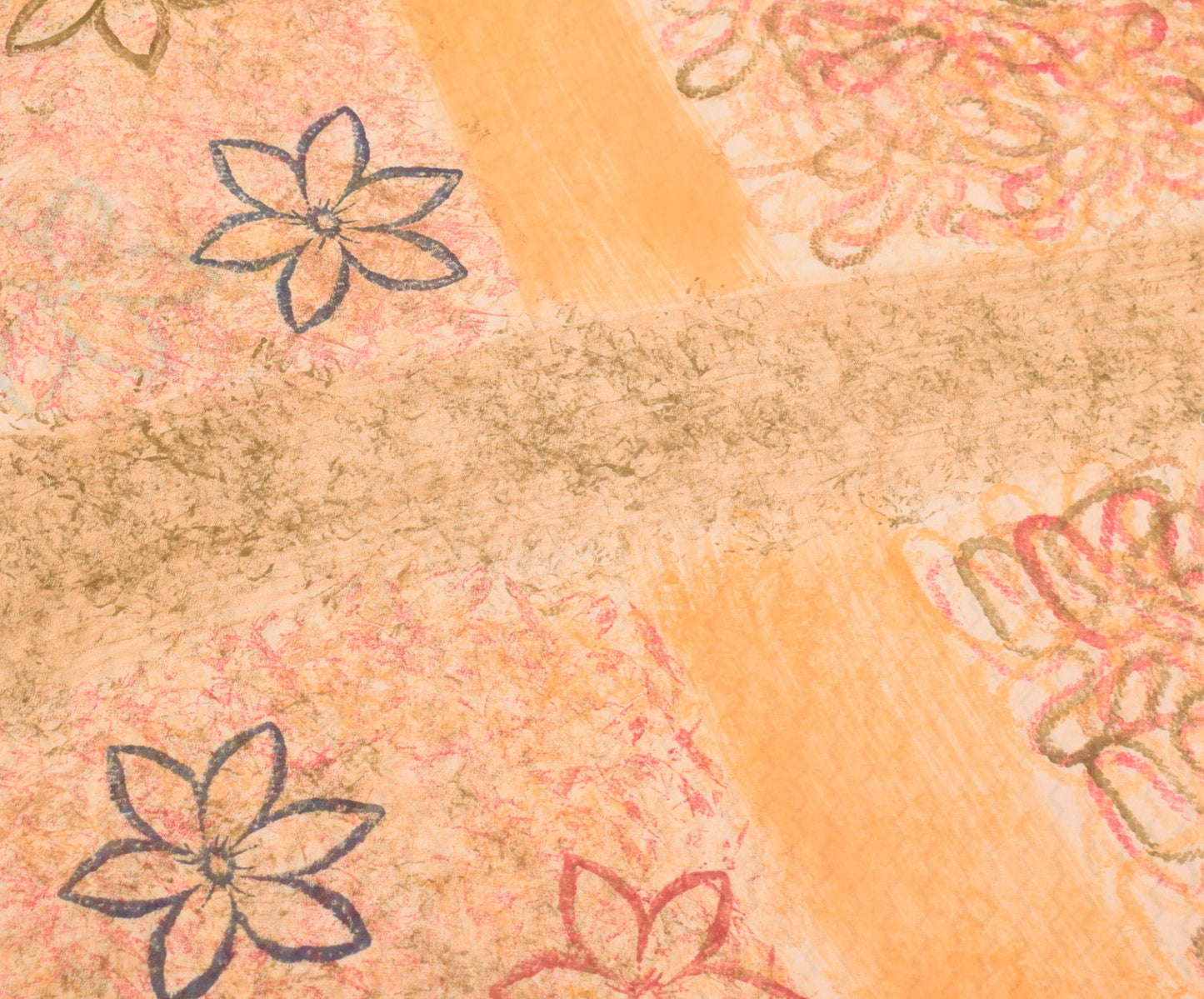 Sushila Vintage Peach Scrap Saree 100%Pure Georgette Printed Remnant Sari Fabric