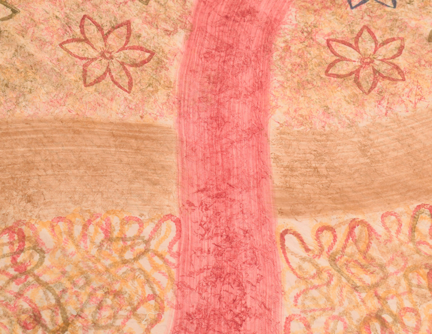 Sushila Vintage Peach Scrap Saree 100%Pure Georgette Printed Remnant Sari Fabric
