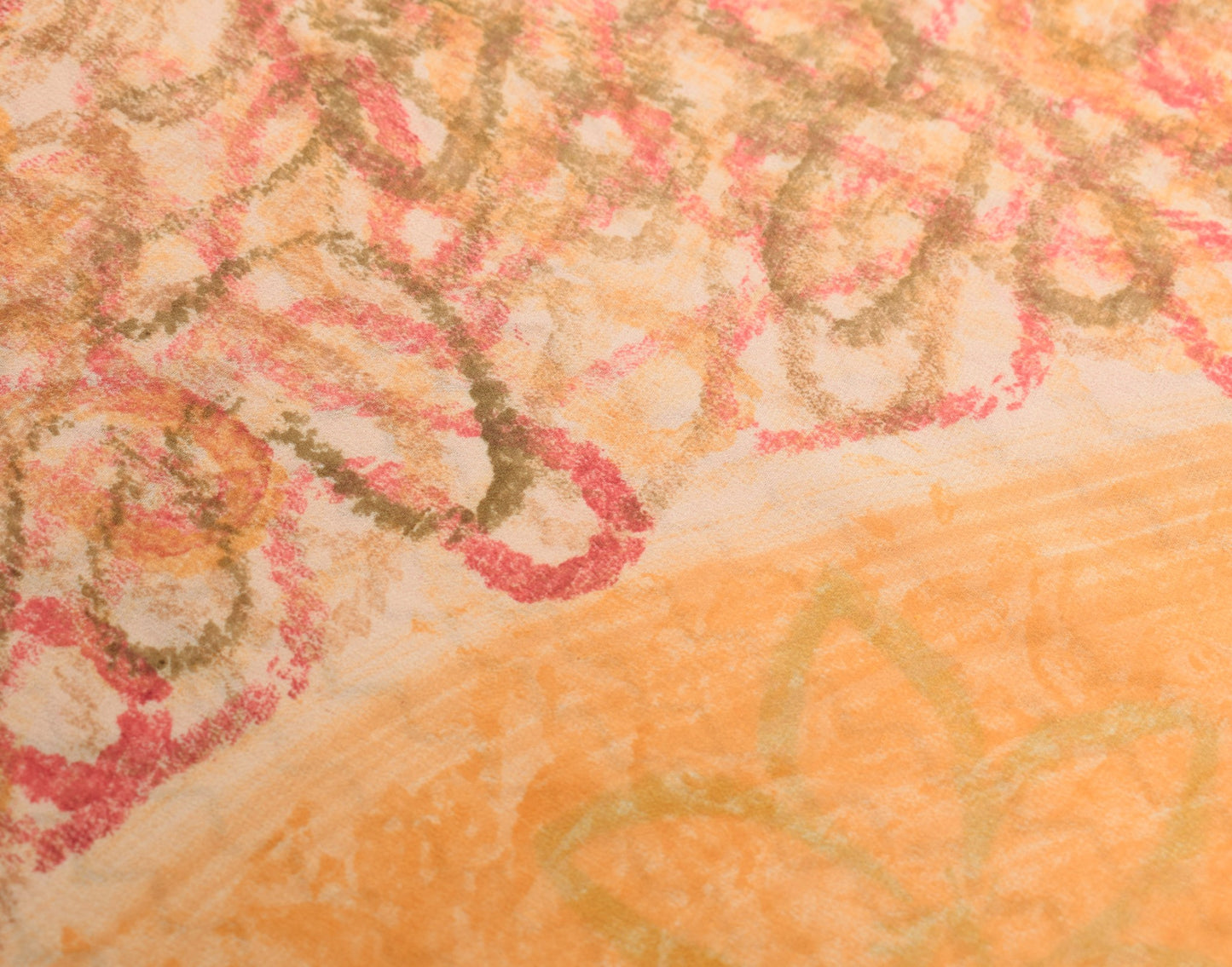 Sushila Vintage Peach Scrap Saree 100%Pure Georgette Printed Remnant Sari Fabric