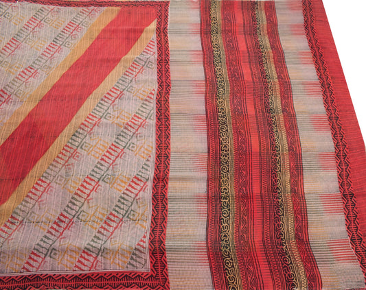 Sushila Vintage Scrap Saree Pure Georgette Printed Multi-Color Sari Craft Fabric