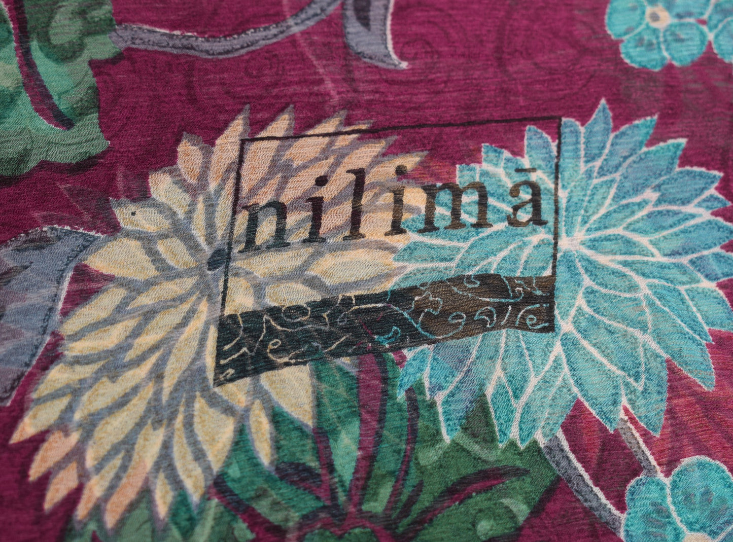 Sushila Vintage Dark Purple Scrap Saree Pure Chiffon Printed Branded Sari Fabric