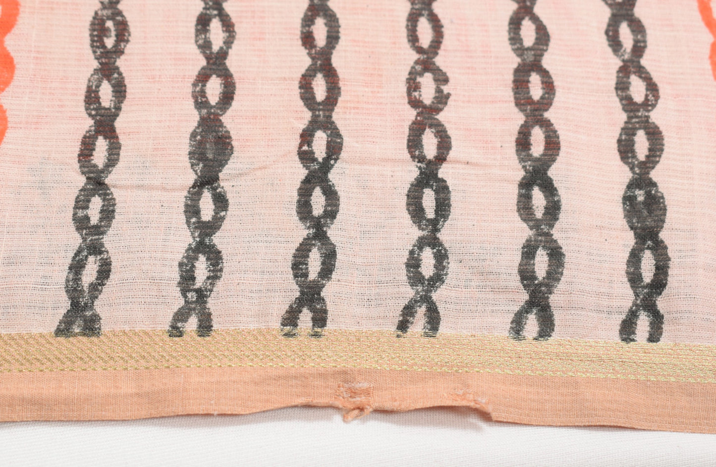 Sushila Vintage Floral Scrap Saree Pure Cotton Hand Block Printed Sari Fabric