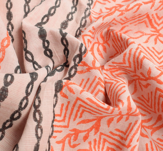 Sushila Vintage Floral Scrap Saree Pure Cotton Hand Block Printed Sari Fabric