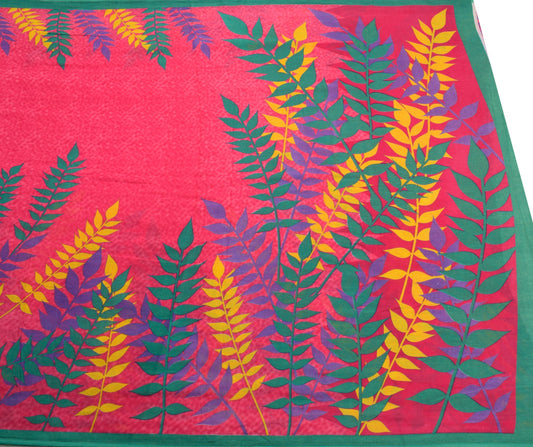Sushila Vintage Pink Scrap Saree Pure Cotton Printed Floral Sari Remnant Fabric