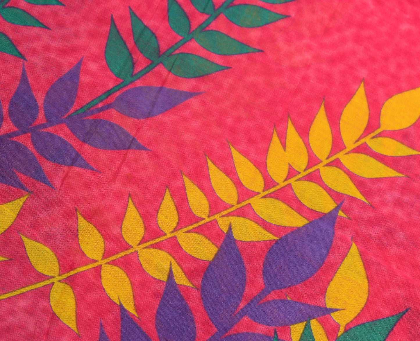 Sushila Vintage Pink Scrap Saree Pure Cotton Printed Floral Sari Remnant Fabric