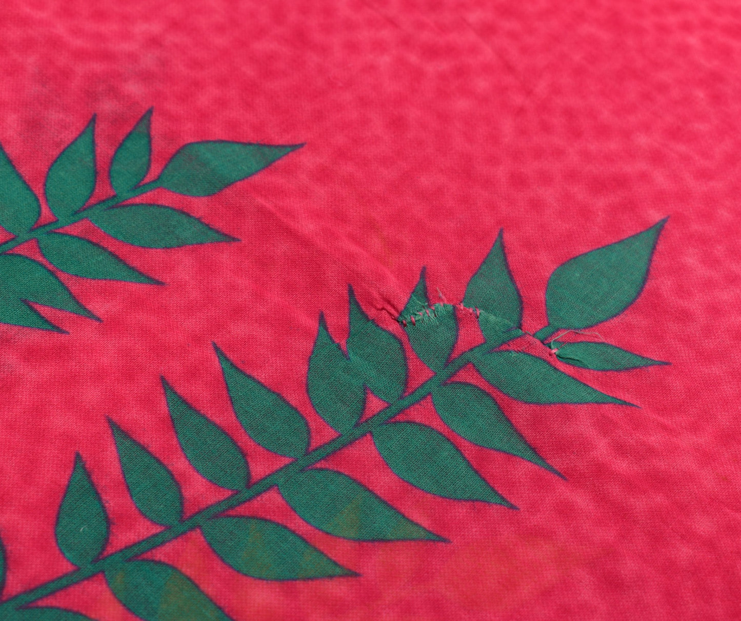 Sushila Vintage Pink Scrap Saree Pure Cotton Printed Floral Sari Remnant Fabric