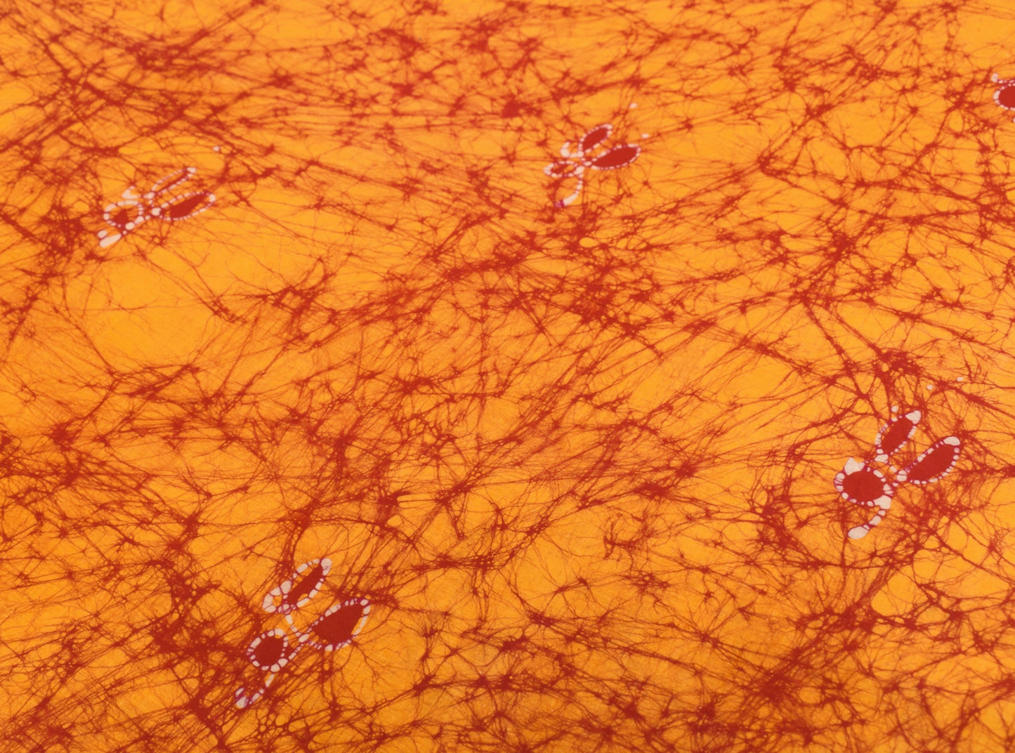 Sushila Vintage Orange Scrap Saree Pure Cotton Batik Printed Sari Remnant Fabric
