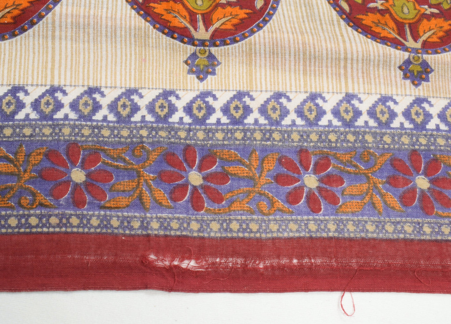 Sushila Vintage Maroon Scrap Saree Pure Cotton Printed Floral Sari Craft Fabric
