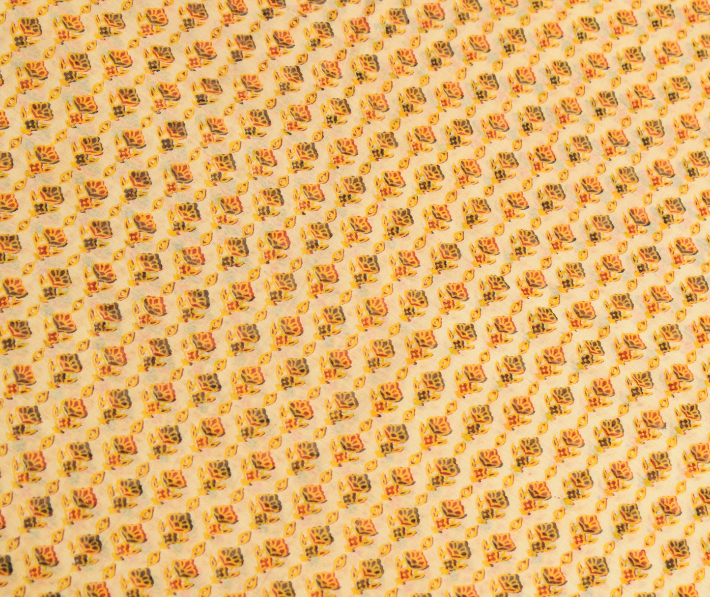 Sushila Vintage Yellow Scrap Saree Pure Cotton Printed Floral Sari Craft Fabric